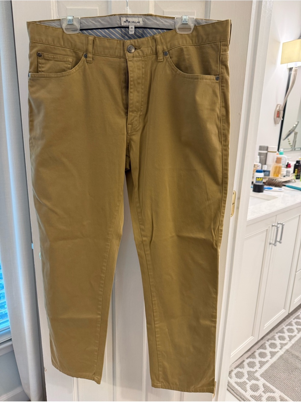 Peter Millar Men's Dark  Khaki 5 pocket Cotton jeans